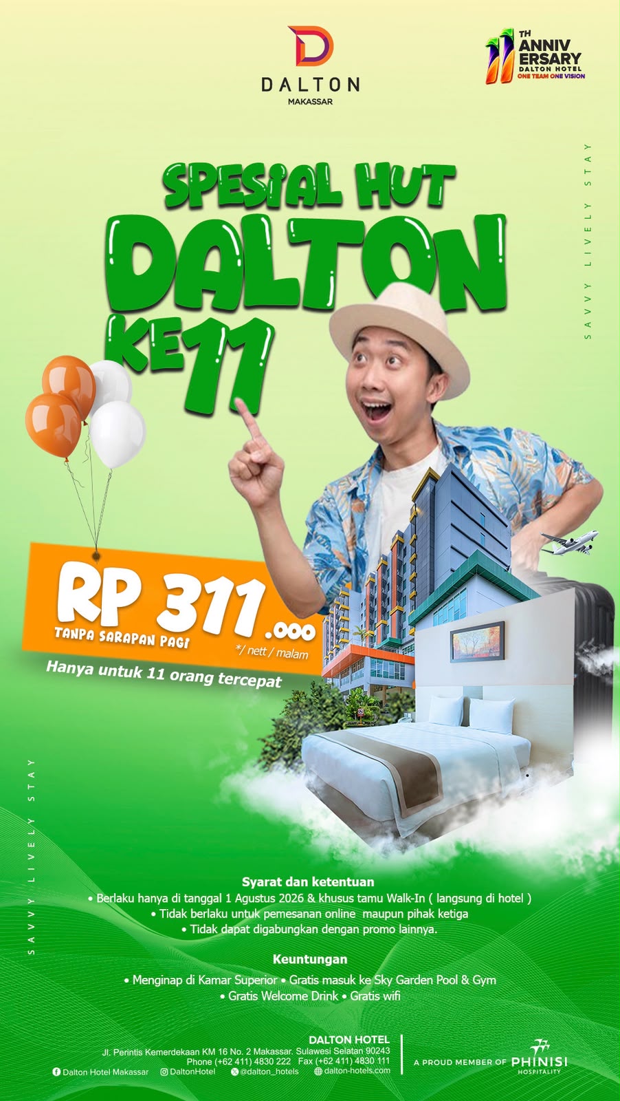 Buruan! Dalton Hotel Makassar Beri Tarif Spesial Rp311 Ribu untuk 11 Tamu Pertama