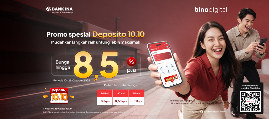 Bank INA Tawarkan Bunga Deposito 8,5%, Berlaku hingga 28 Oktober