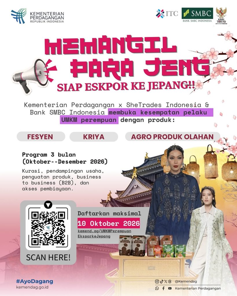 UMKM Perempuan Bisa Bidik Pasar Jepang, Pendaftaran Ditutup 10 Oktober